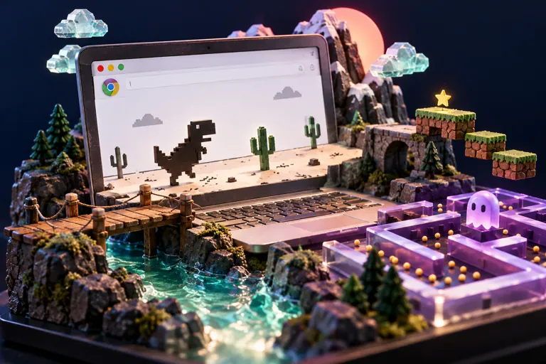 Conceptual miniature illustration for Offline Games to Play on Google Chrome: No Internet Required.