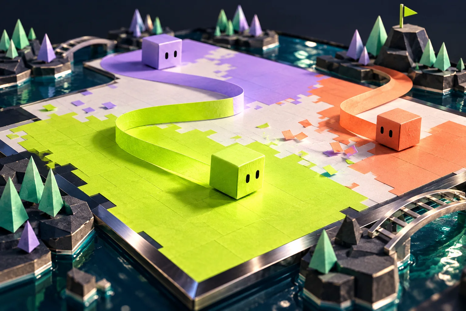Paper.io: territory and exposed routes