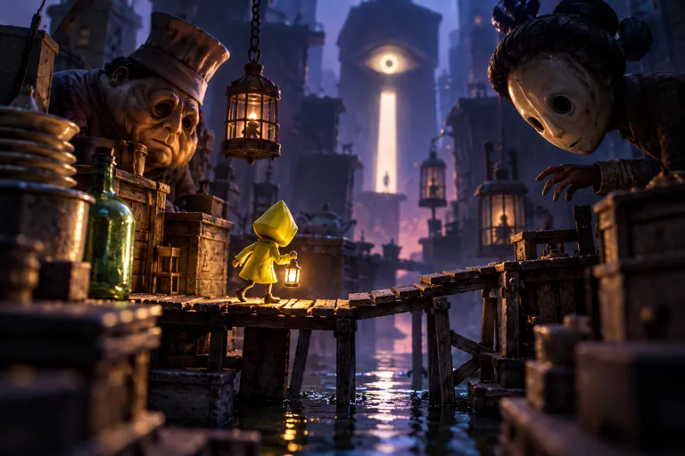 Conceptual miniature illustration for Games Like Little Nightmares: Atmospheric Horror Adventures.