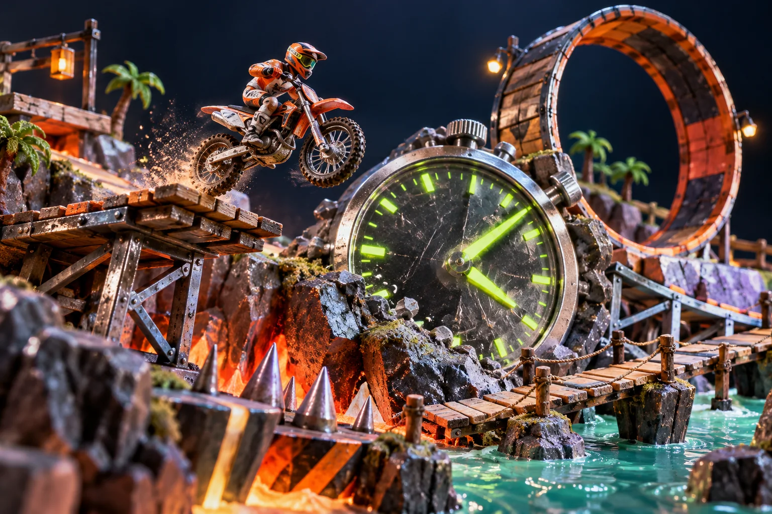Moto X3M: balance, hazards and checkpoints