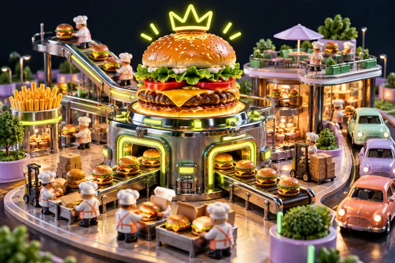 Conceptual miniature illustration for Build Your Fast-Food Empire with Whopper Clicker: Endless Clicking Fun!.